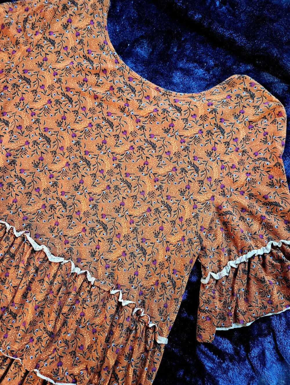 Matilda Jane Orange Floral Ruffle Short Sleeve Top